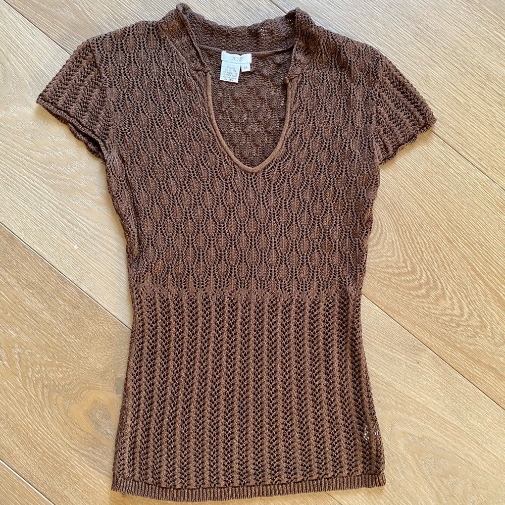 Cache Brown Knit Blouse